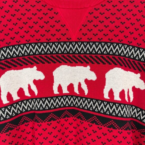 Chaps Mens Crew Neck Pullover Knit Sweater Size L Red Polar Bear Holiday Animal - Picture 2 of 11